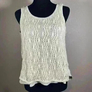 Aina Be crochete razerback knit double lined tank top womens size medium